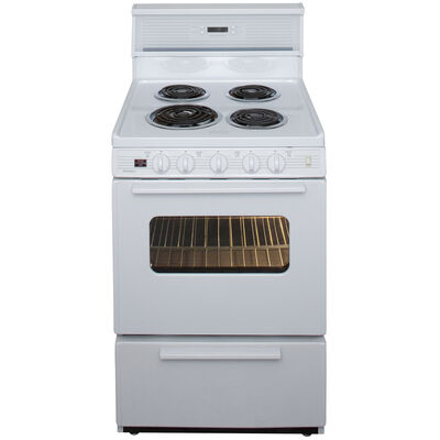 Premier 24 in. 3.0 cu. ft. Oven Freestanding Electric Range with 4 Coil Burners - White | ECK2400