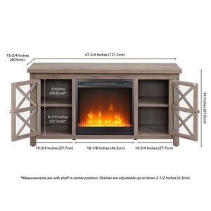 Hudson & Canal Colton TV Stands with Crystal Fireplace Insert - Gray Oak, , hires