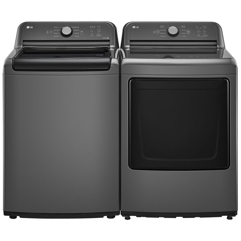 LG 27 in. 4.1 cu. ft. Top Load Washer with 4-Way Agitator, Slam Proof Glass Lid & True Balance Anti-Vibration System - Monochrome Gray, Monochrome Gray, hires