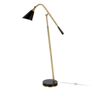 Hudson & Canal Vidal Two-Tone Brass and Matte Black Floor Lamp, , hires