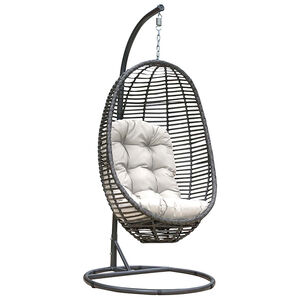 Panama Jack Graphite 2-Piece Hanging Chair with Cushion - Gray, , hires