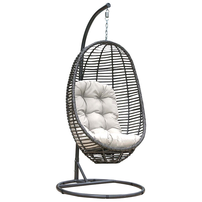 Panama Jack Graphite 2-Piece Hanging Chair with Cushion - Gray, , hires