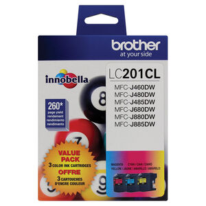 Brother LC201 3 Color Replacement Printer Ink Cartridges - 3 pack, , hires