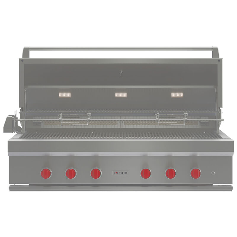 Wolf 42 in. 4-Burner Built-In Liquid Propane Gas Grill with Rotisserie, Sear Burner & Smoker Box - Stainless Steel, , hires