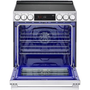 LG InstaView 30 in. 6.3 cu. ft. Smart Air-Fry True European Convection Slide-In Electric Range with 4 Induction Burners & 1 Radiant Burner - PrintProof Stainless Steel, , hires