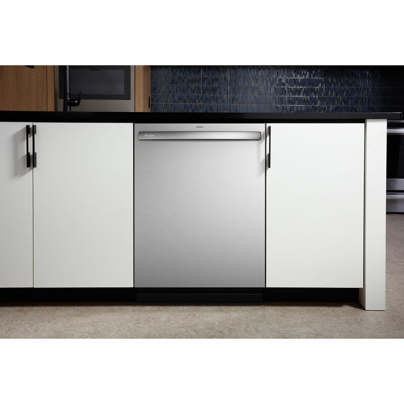 GE Profile 24 in. Top Control Smart Dishwasher with 39 dBa Sound Level, 3rd-Rack & Twin Turbo Dry Boost - Fingerprint Resistant Stainless, , hires