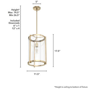 Hunter Astwood 1 Light Pendant Ceiling Light with Clear Glass - Alturas Gold, , hires