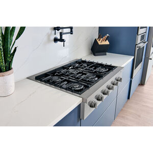 Bosch 800 Series 36 in. 6-Burner Natural Gas Rangetop with Simmer Burner & Power Burner - Stainless Steel, , hires