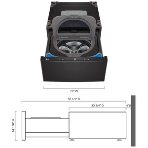 LG SideKick 27 in. 1.0 cu. ft. TwinWash Compatible Pedestal Washer - Black Steel, , hires