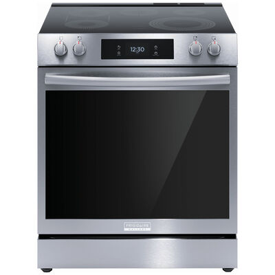 Frigidaire Gallery 30 in. 6.2 cu. ft. Air Fry True European Convection Steam Electric Range with Smoothtop Burners - Stainless Steel | GCFE3060BF