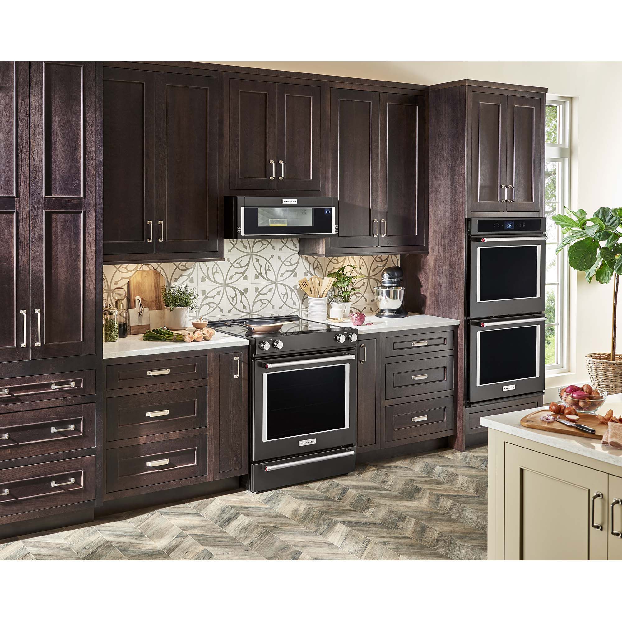 KitchenAid 30 in. 1.1 cu. ft. Low Profile Over the Range Microwave with 500 CFM Sensor Cooking Black Stainless Steel with PrintShield Finish