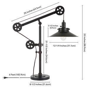Hudson & Canal Descartes Wide Brim Table Lamp With Pulley System - Blackened Bronze, , hires
