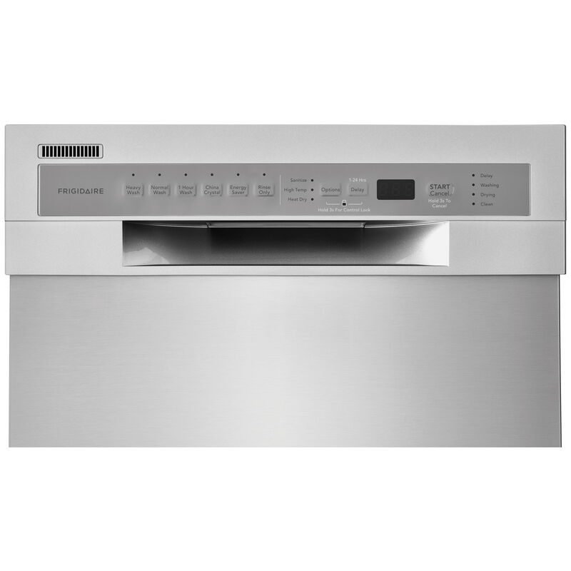 Frigidaire 18 in. Front Control Dishwasher with 52 dBa Sound Level & Pocket - Stainless Steel, Stainless Steel, hires