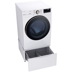 LG 27 in. 7.4 cu. ft. Smart Stackable Round-Door Electric Dryer with Built-In Intelligence, Sensor Dry, Turbo Steam, Sanitize & Steam Cycle - White, White, hires