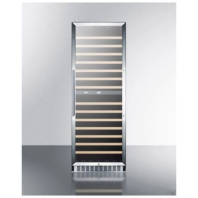 Summit 24" 15.9 Cu. Ft. Built-In/Freestanding Wine Cooler with 160 Bottles Capacity, Dual Temperature Zones & Digital Temperature Control - Stainless Steel | SWC1966LHD