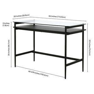 Hudson & Canal Computer Desk/Workcenter OF0645 - Black Metal and Glass, , hires