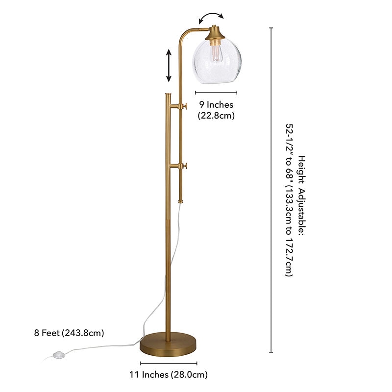 Hudson & Canal Antho Height-Adjustable Brass Floor Lamp, , hires