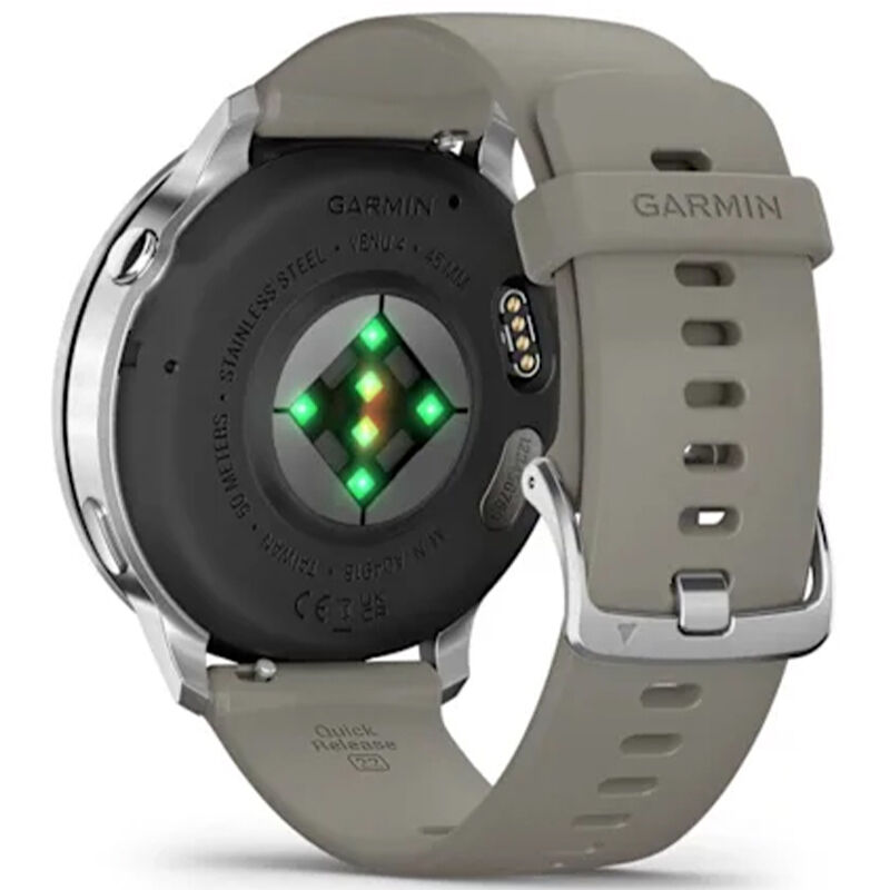 Garmin Venu 4 45 mm Smart Watch - Silver with Silver Gray Silicone Band, , hires