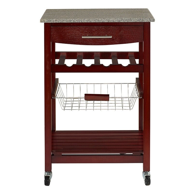 Cullen Kitchen Cart with Granite Top-Wenge, , hires