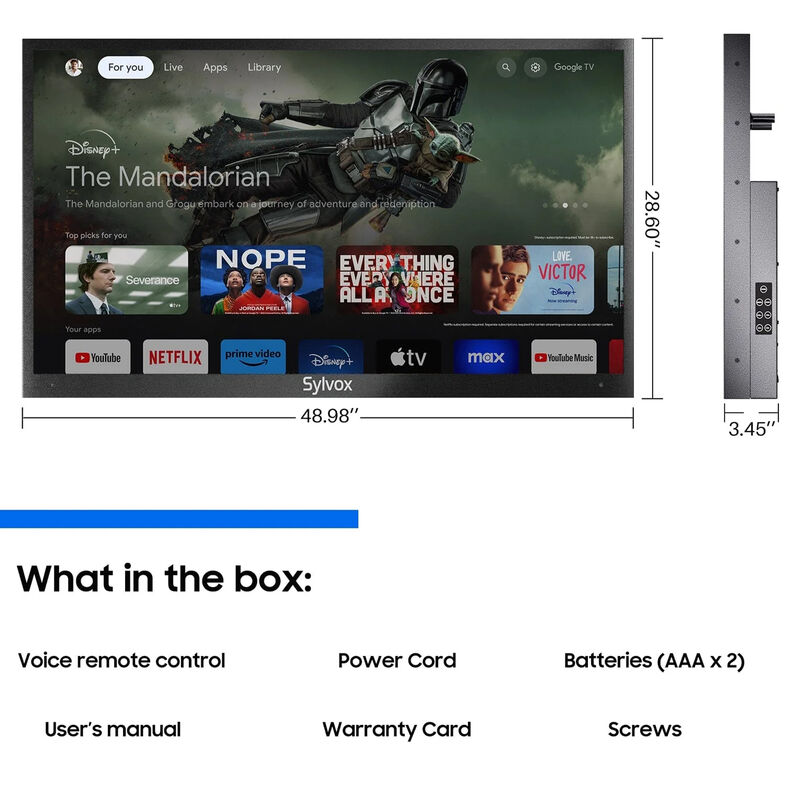 Sylvox - Deck Pro 3.0 55" Class Partial Sun 4K UHD LED Smart Google Outdoor TV, , hires