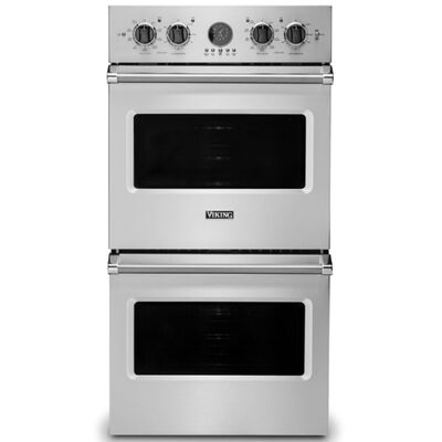 Viking 5 Series 27 in. 8.2 cu. ft. Top Control Electric Double Wall Oven with True European Convection - Stainless Steel | VDOE527SS
