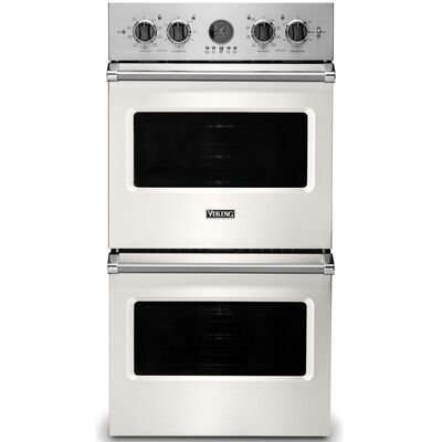 Viking 5 Series 27 in. 8.2 cu. ft. Top Control Electric Double Wall Oven with True European Convection - Pure White | VDOE527PW