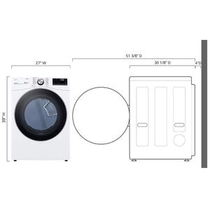 LG 27 in. 7.4 cu. ft. Smart Stackable Round-Door Electric Dryer with Tempered Glass, Built-In Intelligence, Sensor Dry, Turbo Steam, Sanitize & Steam Cycle - White, White, hires