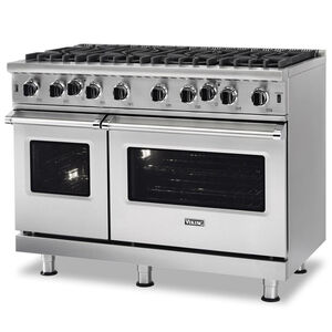 Viking 5 Series 48 in. 6.1 cu. ft. Standard Convection Double Oven Gas Range with Open Burners - Stainless Steel, , hires