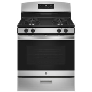 GE 30 in. 4.8 cu. ft. Oven Freestanding Gas Range with 4 Sealed Burners - Stainless Steel, Stainless Steel, hires