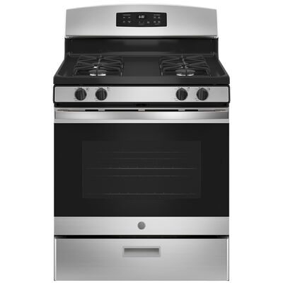 GE 30 in. 4.8 cu. ft. Gas Range with 4 Sealed Burners - Stainless Steel | JGBS60REKSS