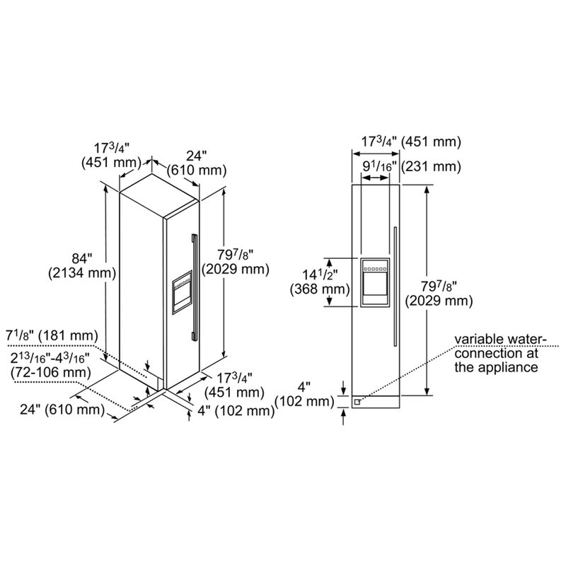 Thermador 18 in. 7.8 cu. ft. Built-in Smart Double-Drawers Compact Upright Freezer with Ice-Maker & Adjustable Shelves - Custom Panel Ready, , hires