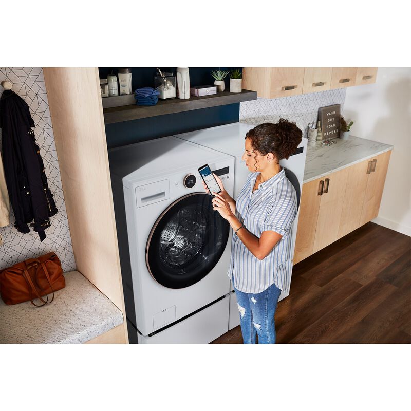 LG 27 in. 7.4 cu. ft. Smart Stackable Gas Dryer with AI Sensor Dry, TurboSteam, Sanitize & Steam Cycle - White, White, hires