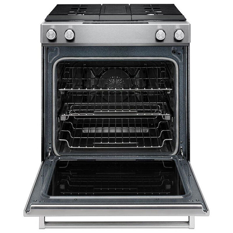 KitchenAid 30 in. 6.4 cu. ft. True European Convection Slide-In Dual Fuel Range with 4 Sealed Burners - Stainless Steel, , hires