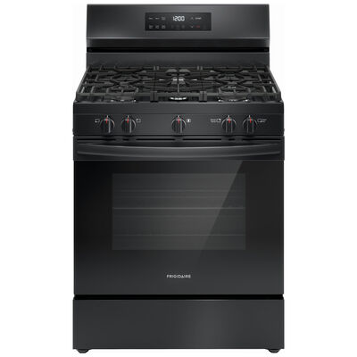 Frigidaire 30 in. 5.1 cu. ft. Oven Freestanding Natural Gas Range with 5 Sealed Burners - Black | FCRG3062AB