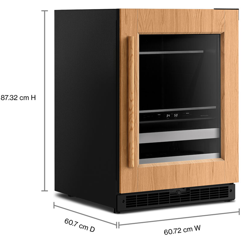 KitchenAid 24 in. Built-In/Freestanding 4.8 cu. ft. Compact Beverage Center with Adjustable Shelves & Digital Control - Custom Panel Ready, Custom Panel Required, hires