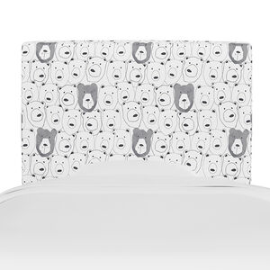 Skyline Furniture Kids Printed Cotton Fabric Queen Size Headboard-Bear Sketch White, , hires