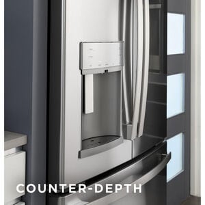 GE 36 in. 22.1 cu. ft. Counter Depth French Door Refrigerator with Ice & Water Dispenser - Fingerprint Resistant Black Slate, Black Slate, hires