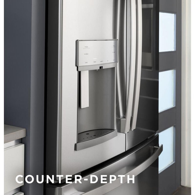 GE 36 in. 22.1 cu. ft. Counter Depth French Door Refrigerator with Ice & Water Dispenser - Fingerprint Resistant Black Slate, Black Slate, hires