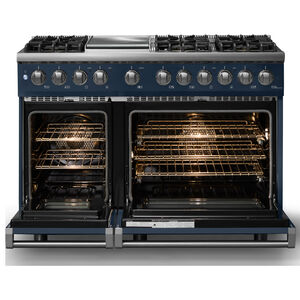 Viking 5 Series 48 in. 7.3 cu. ft. True European Convection Double Oven Dual Fuel Range with 6 Sealed Burners & Griddle - Slate Blue, , hires
