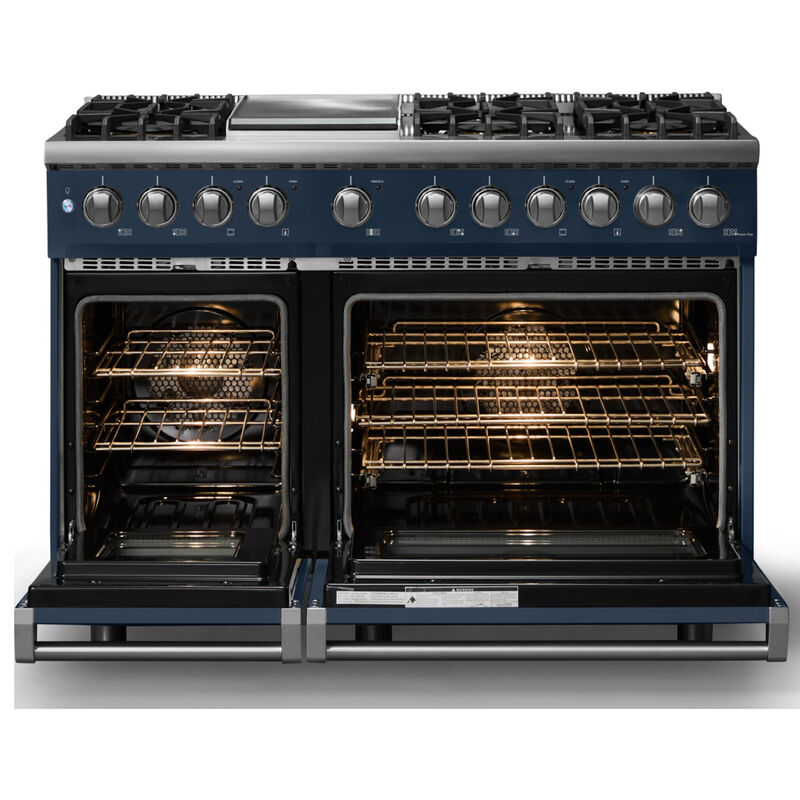 Viking 5 Series 48 in. 7.3 cu. ft. True European Convection Double Oven Dual Fuel Range with 6 Sealed Burners & Griddle - Slate Blue, , hires