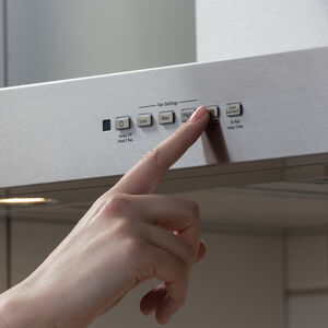 GE 30 in. Convertible Chimney Style Range Hood with 350 CFM, 4 Fan Speeds & 2 LED Lights - Stainless Steel, , hires