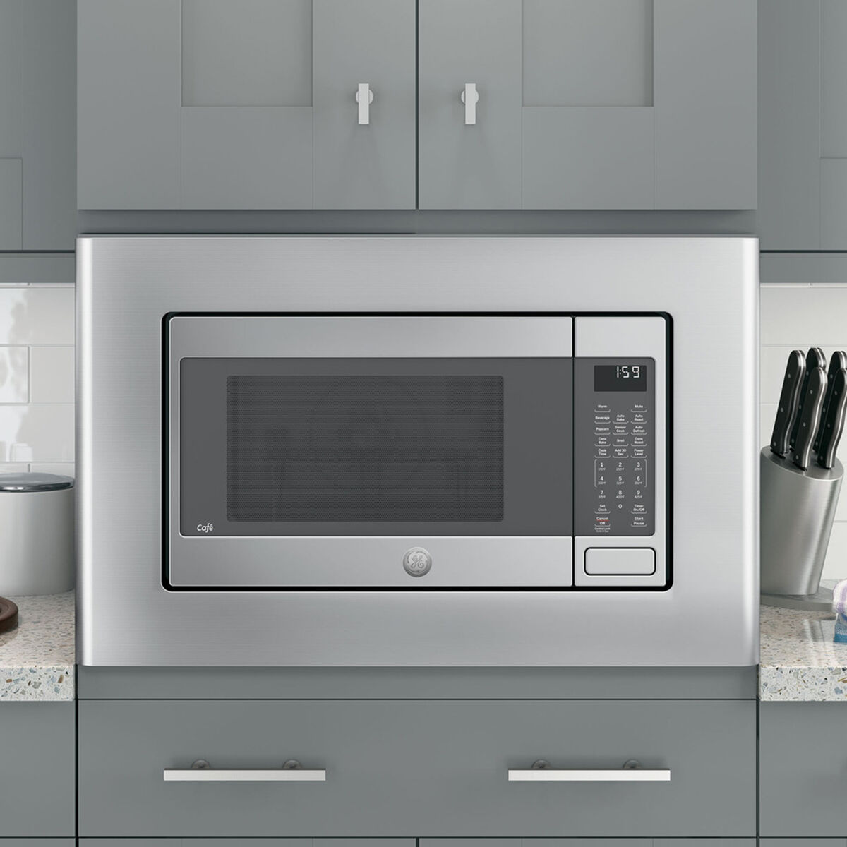 Ge microwave with store trim kit 30