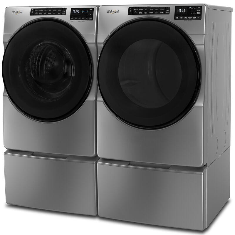 Whirlpool 27 in. 5.0 cu. ft. Stackable Front Load Washer with Sanitize & Steam Wash Cycle - Chrome Shadow, Chrome Shadow, hires