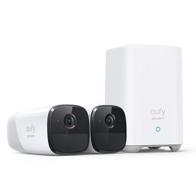 Eufy - eufyCam 2 Pro 2K Indoor/Outdoor 2-Camera Security System - White | T88511D1