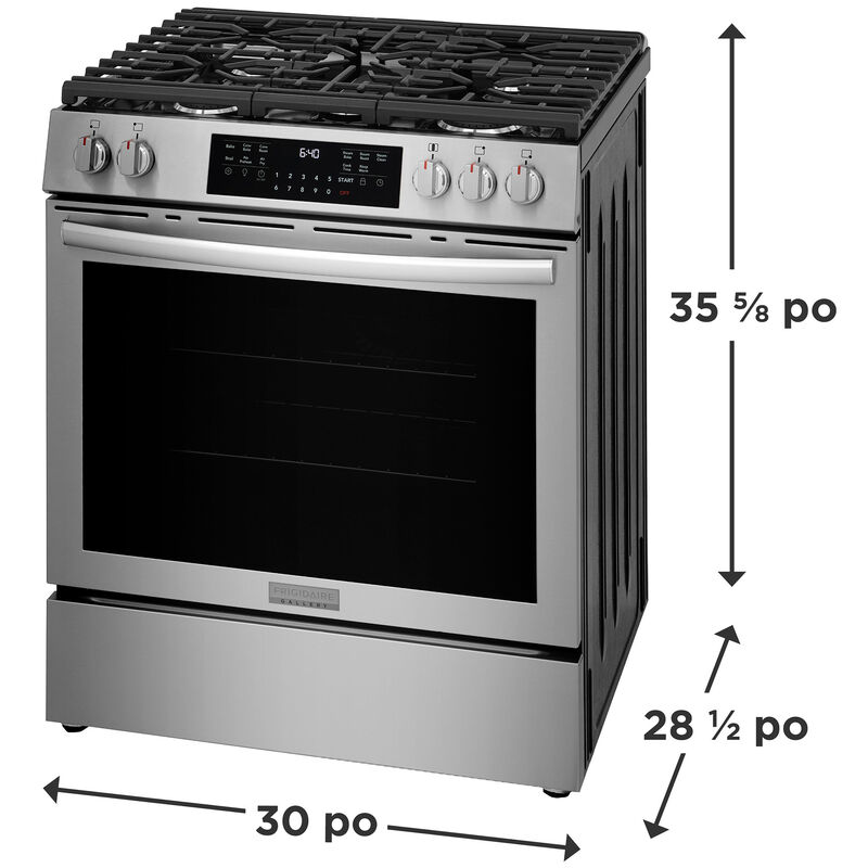 Frigidaire Gallery 30 in. 5.1 cu. ft. Air-Fry True European Convection Steam Gas Range with 5 Sealed Burners - Stainless Steel, , hires