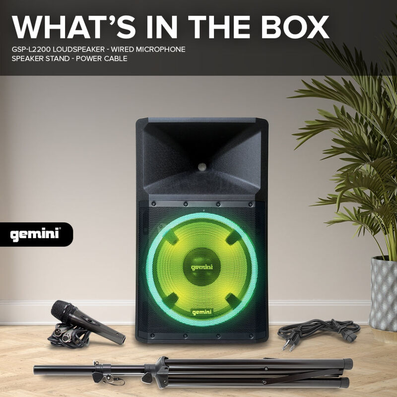 Gemini GSP-L2200PK Powered Bluetooth DJ Speaker, , hires