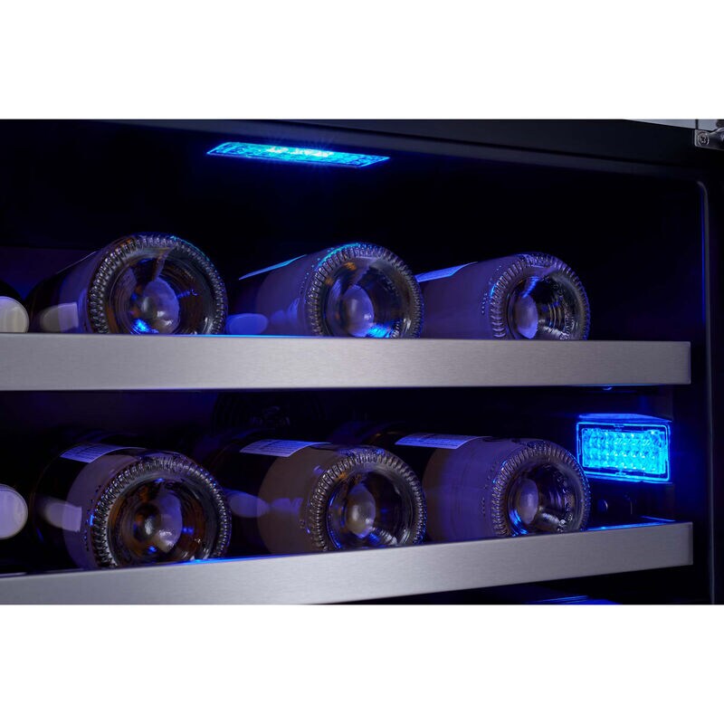 Zephyr Presrv Series 24 in. Undercounter Wine Cooler with Wood Racks, Dual Temperature Zones & 37 Bottle Capacity - Stainless Steel, , hires