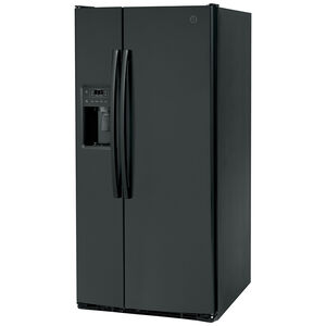 GE 33 in. 23 cu. ft. Side by Side Refrigerator with Ice & Water Dispenser - Black, Black, hires