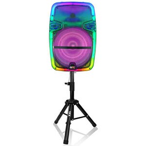QFX Rechargeable Bluetooth Portable Speaker With Translucent Motion Party Lights, , hires