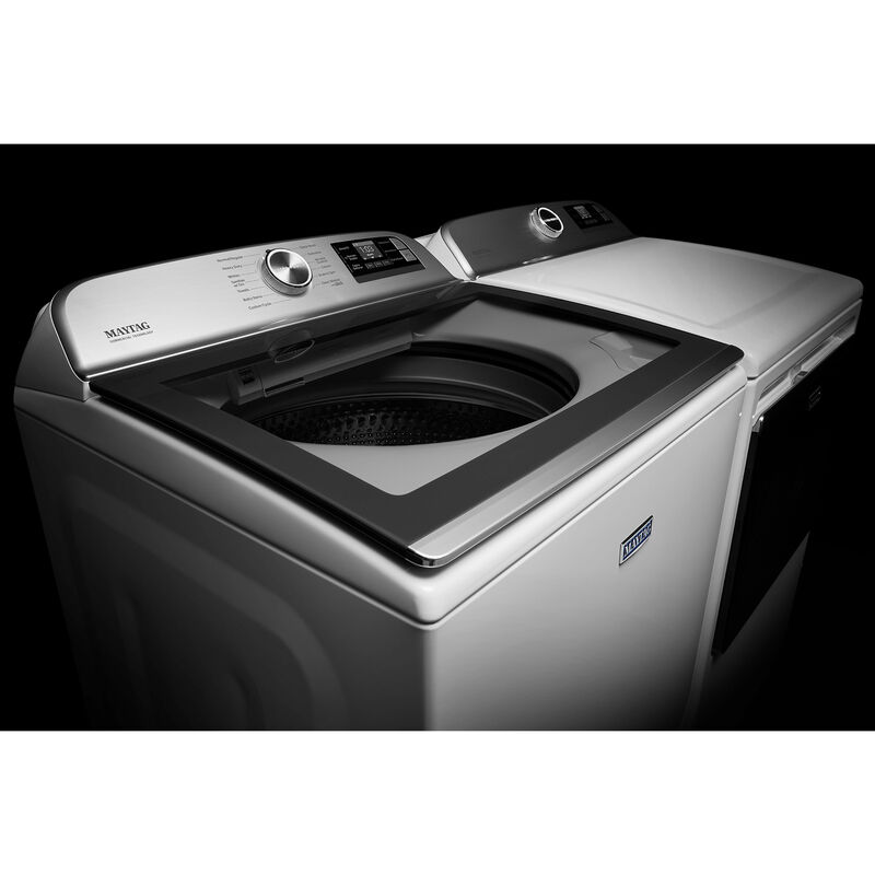 Maytag 27 in. 5.3 cu. ft. Smart Top Load Washer with Extra Power Button & Sanitize with Oxi - White, White, hires